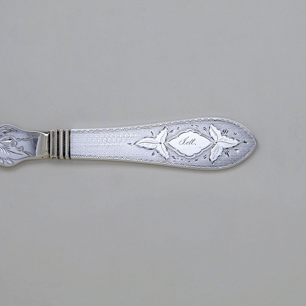 Handle of George Sharp Antique Sterling Silver Fish Server, Philadelphia, PA, c. 1860s