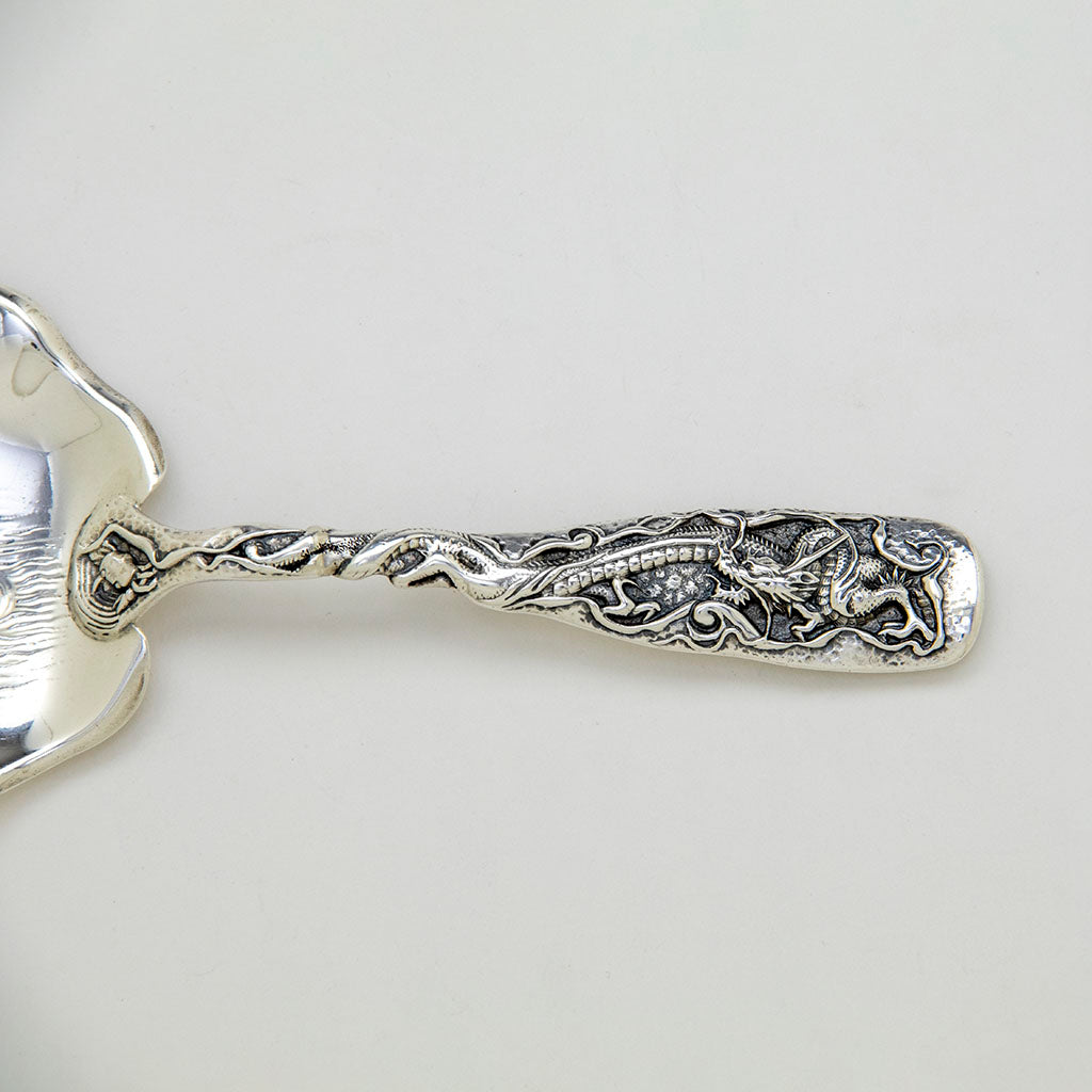 Handle of Gorham &#39;Hizen&#39; Pattern Antique Sterling Silver Pie Server, Providence, RI, c. 1880