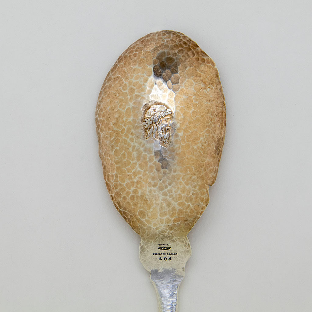 Medallion on reverse of bowl to Shiebler &#39;Homeric&#39; (Medallion) Antique Sterling Silver Large Serving Spoon, New York City, c. 1880s