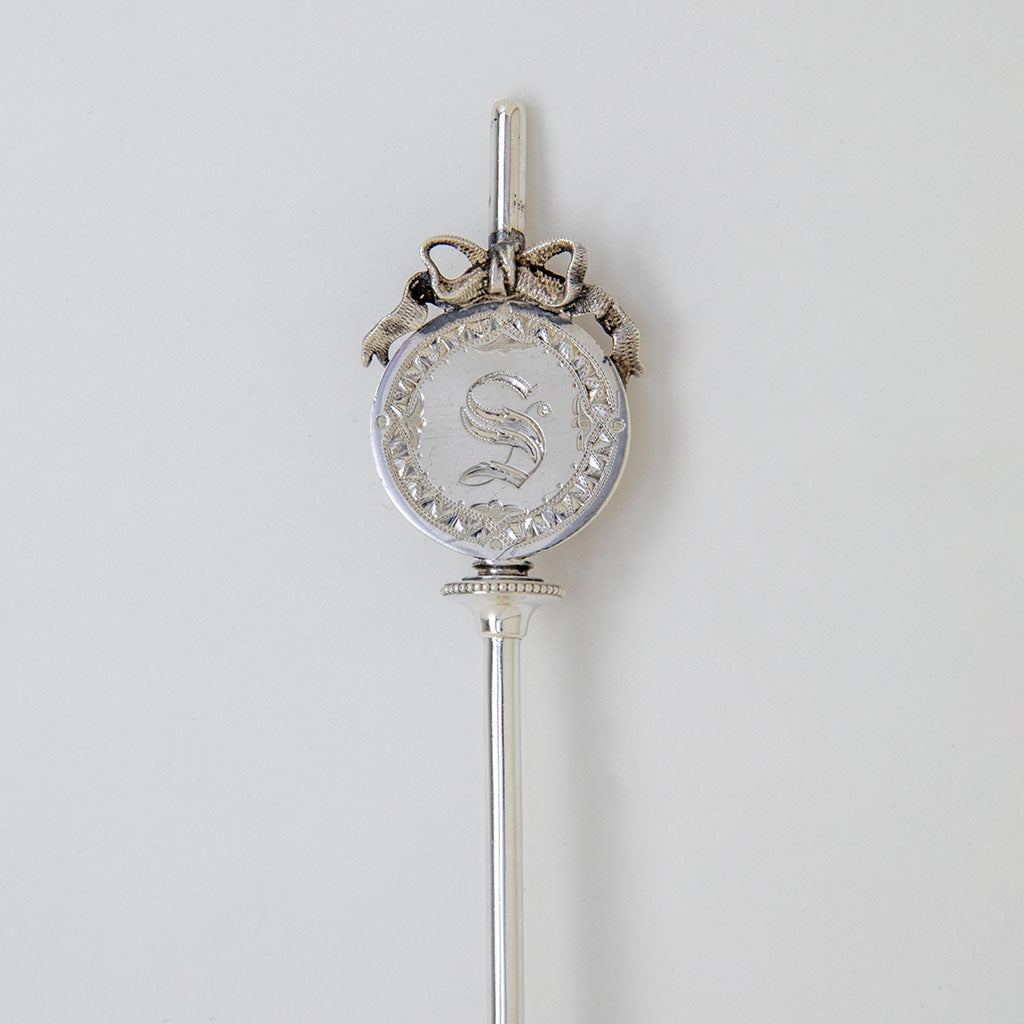 Detail of Gorham &#39;Lady&#39; Pattern Antique Coin Silver Silver Berry Spoon, Providence, RI, c. 1867