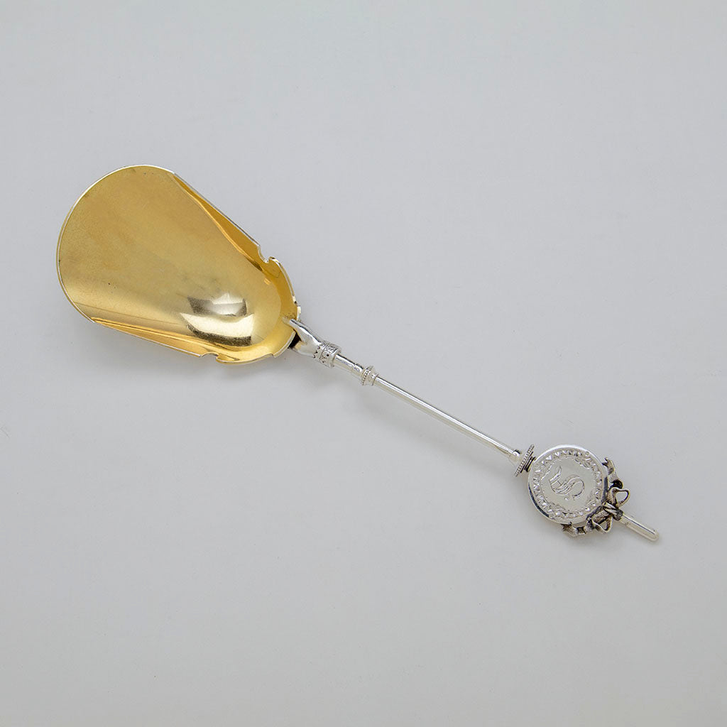 Bowl of Gorham &#39;Lady&#39; Pattern Antique Coin Silver Silver Berry Spoon, Providence, RI, c. 1867