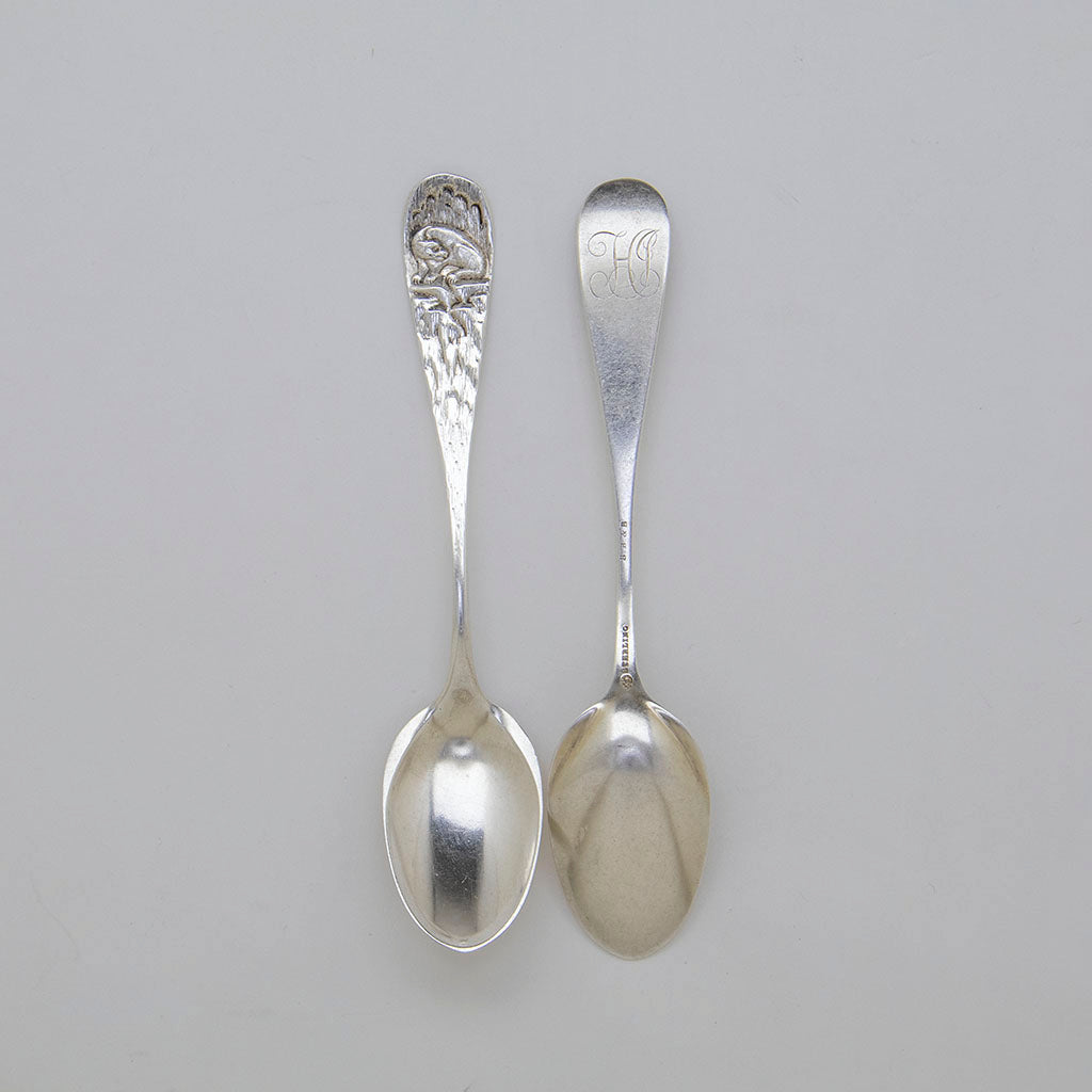 Spoons of Durgin Antique Sterling Silver Polar Bear Ice Cream Set, Concord, New Hampshire, c. 1870s