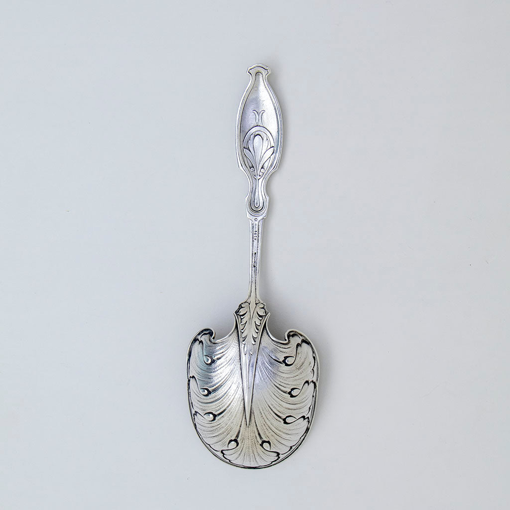 Back of Gorham Antique Sterling Silver &#39;H&#39; Pattern Serving Spoon, Providence, RI, c. 1905