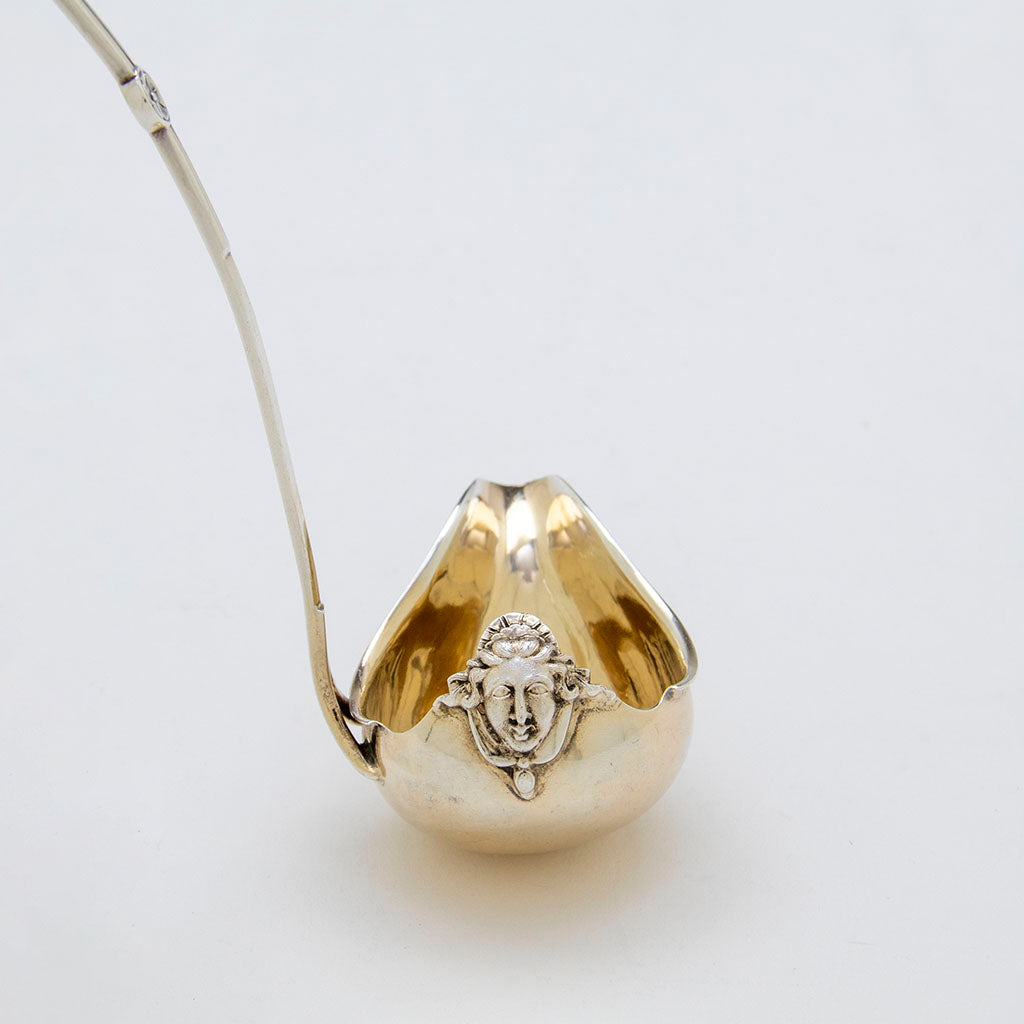 Mask on Shiebler &#39;Homeric&#39; (Medallion) Antique Sterling Silver Large Serving Spoon, New York City, c. 1880s