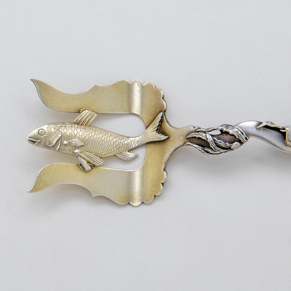 Tines of Shiebler Antique Sterling Silver Nautical Sardine Serving Fork, NYC, NY, c. 1880s