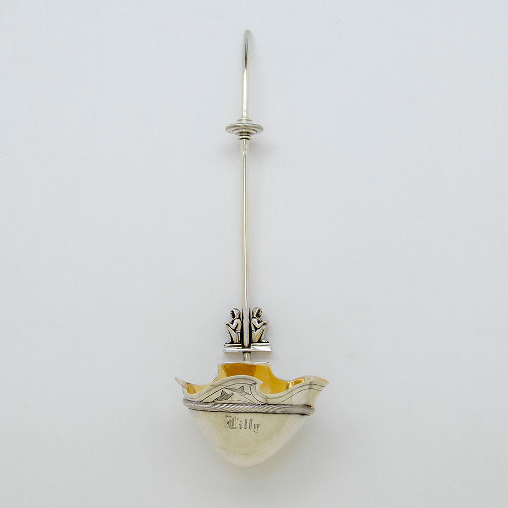 Gorham Antique Sterling Silver 'Silence' Egyptian Cream Ladle, Providence, Ri, c. 1870