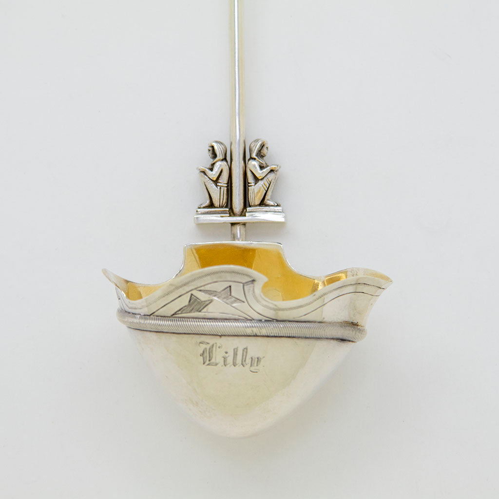 Detail of Gorham Antique Sterling Silver &#39;Silence&#39; Egyptian Cream Ladle, Providence, Ri, c. 1870