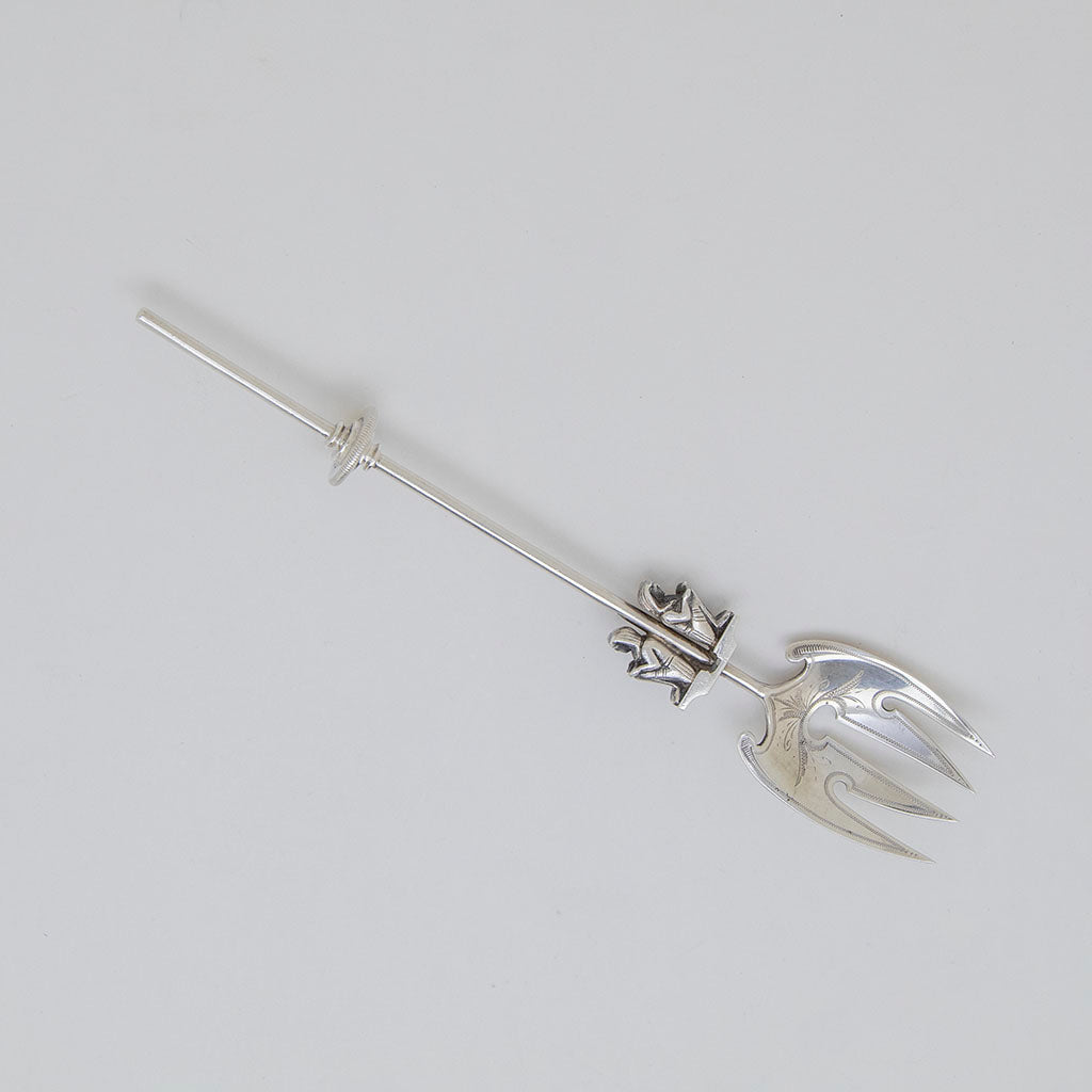 Gorham Antique Sterling Silver &#39;Silence&#39; Egyptian Sardine Fork, Providence, Ri, c. 1870