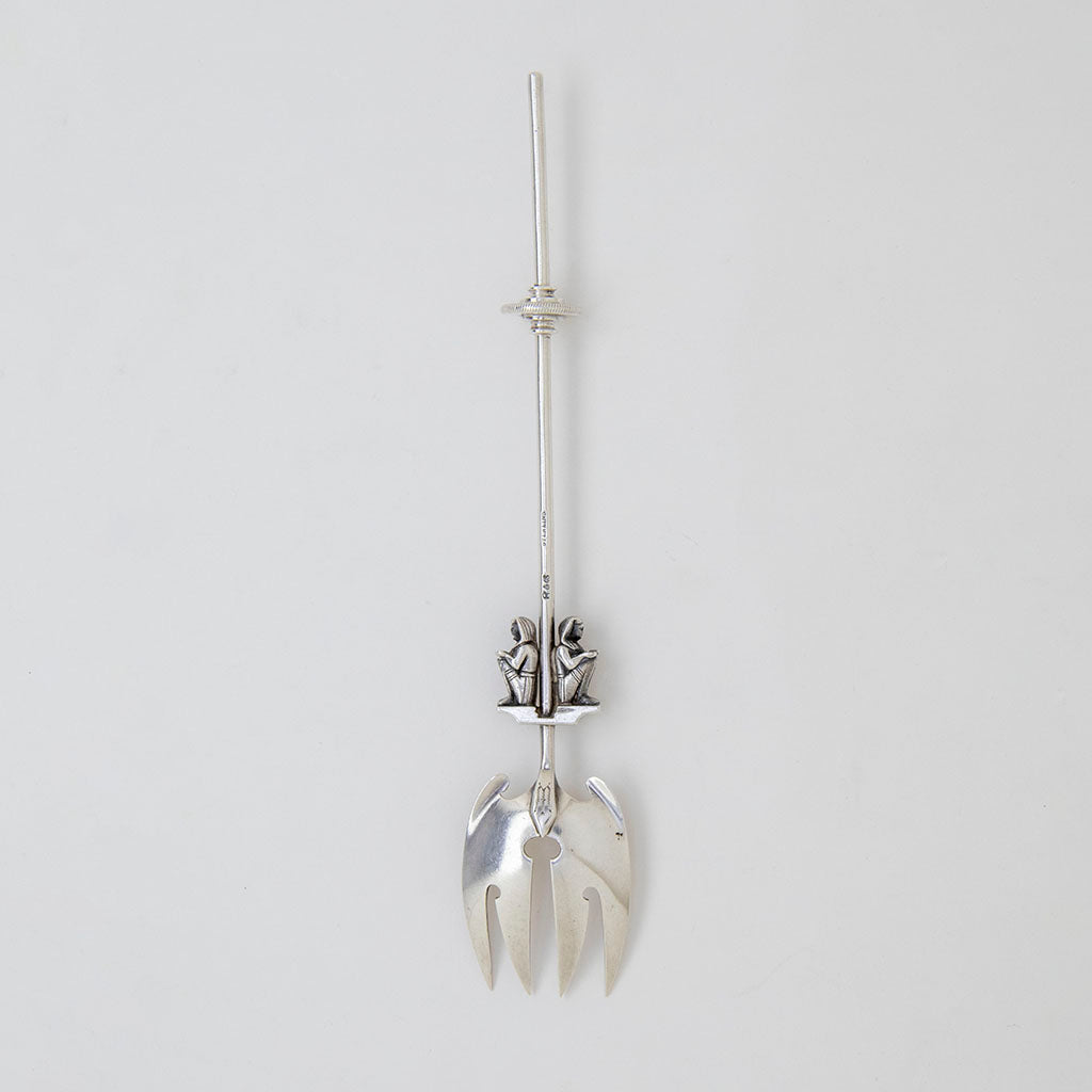 Back of Gorham Antique Sterling Silver &#39;Silence&#39; Egyptian Sardine Fork, Providence, Ri, c. 1870