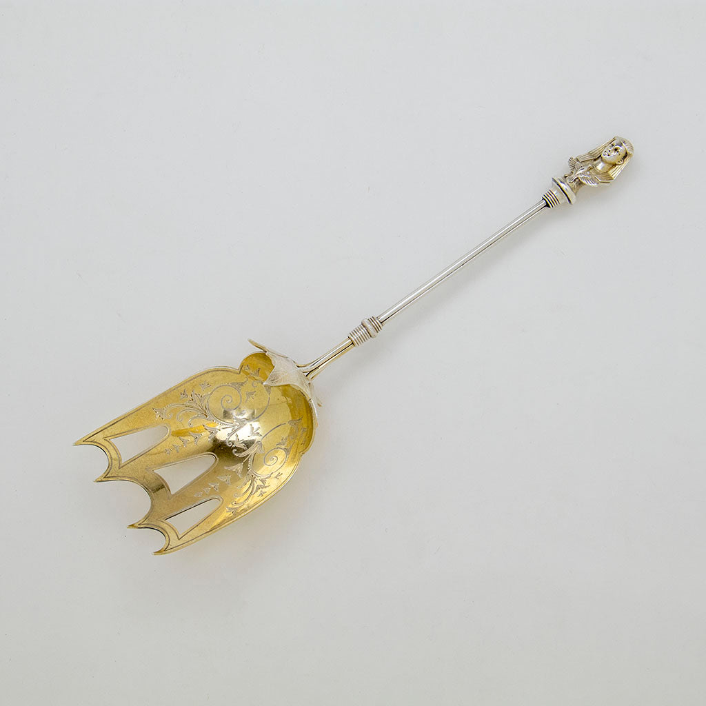Gorham Antique Coin Silver &#39;Sphinx&#39; Pattern Serving Fork, Providence, RI, c. 1867