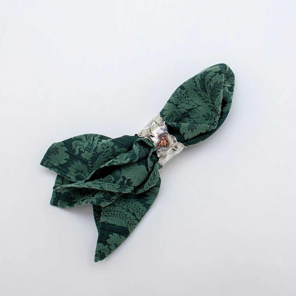 George Shiebler Aesthetic Antique Sterling &amp; Mixed Metal Napkin Ring, NYC, NY, c. 1880s