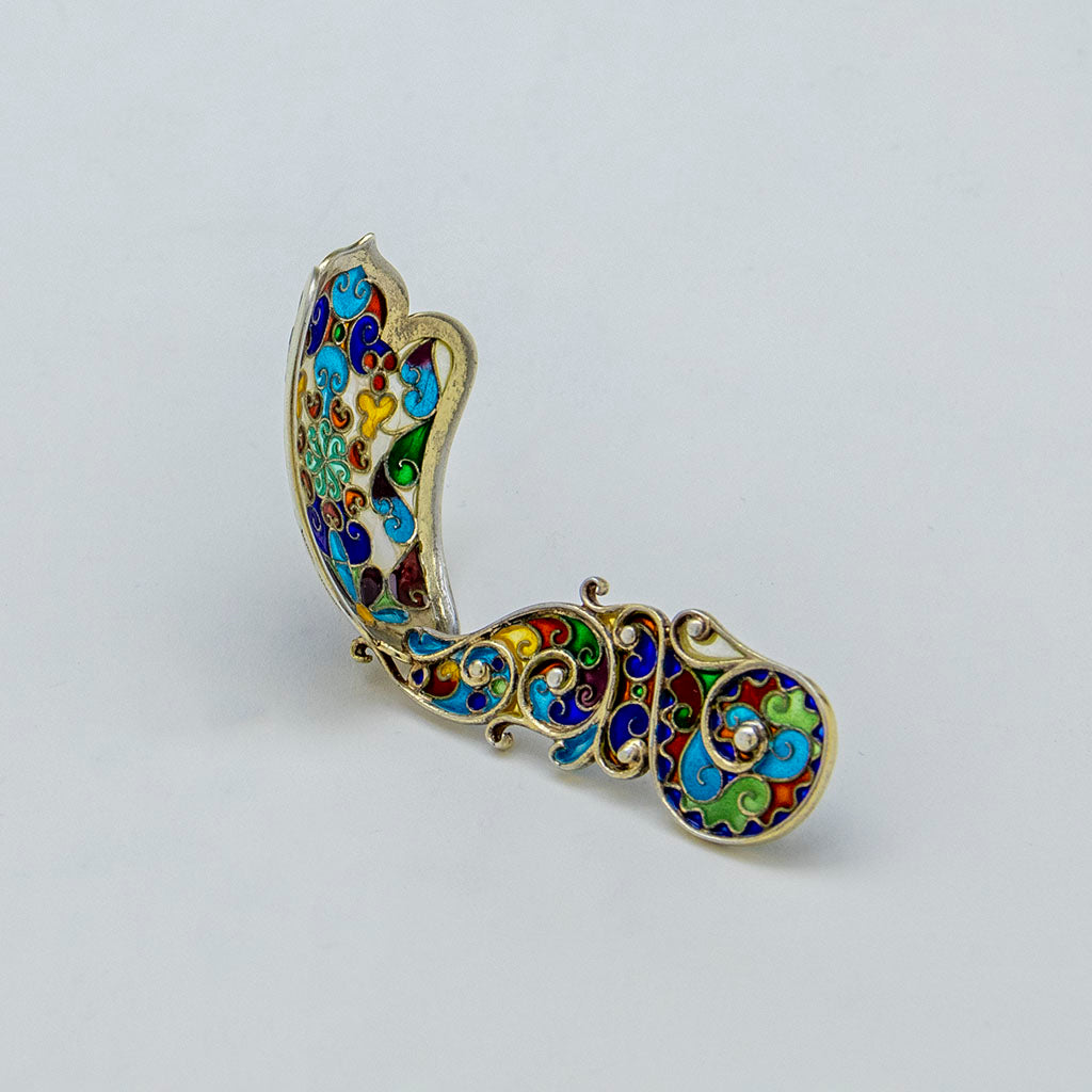 Gorham Antique Sterling and &#39;Translucent&#39; Enamel Caddy Spoon, Providence, RI, 1894