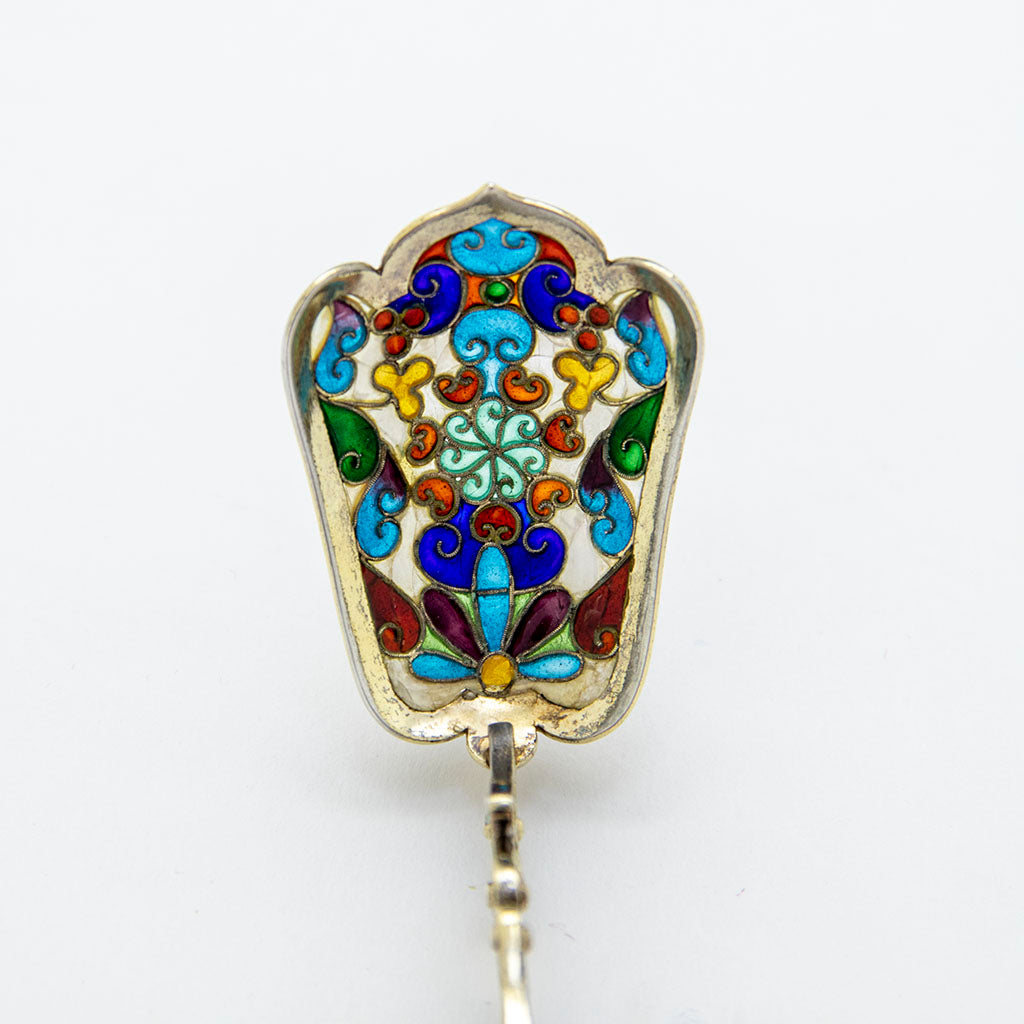 Bowl of Gorham Antique Sterling and &#39;Translucent&#39; Enamel Caddy Spoon, Providence, RI, 1894