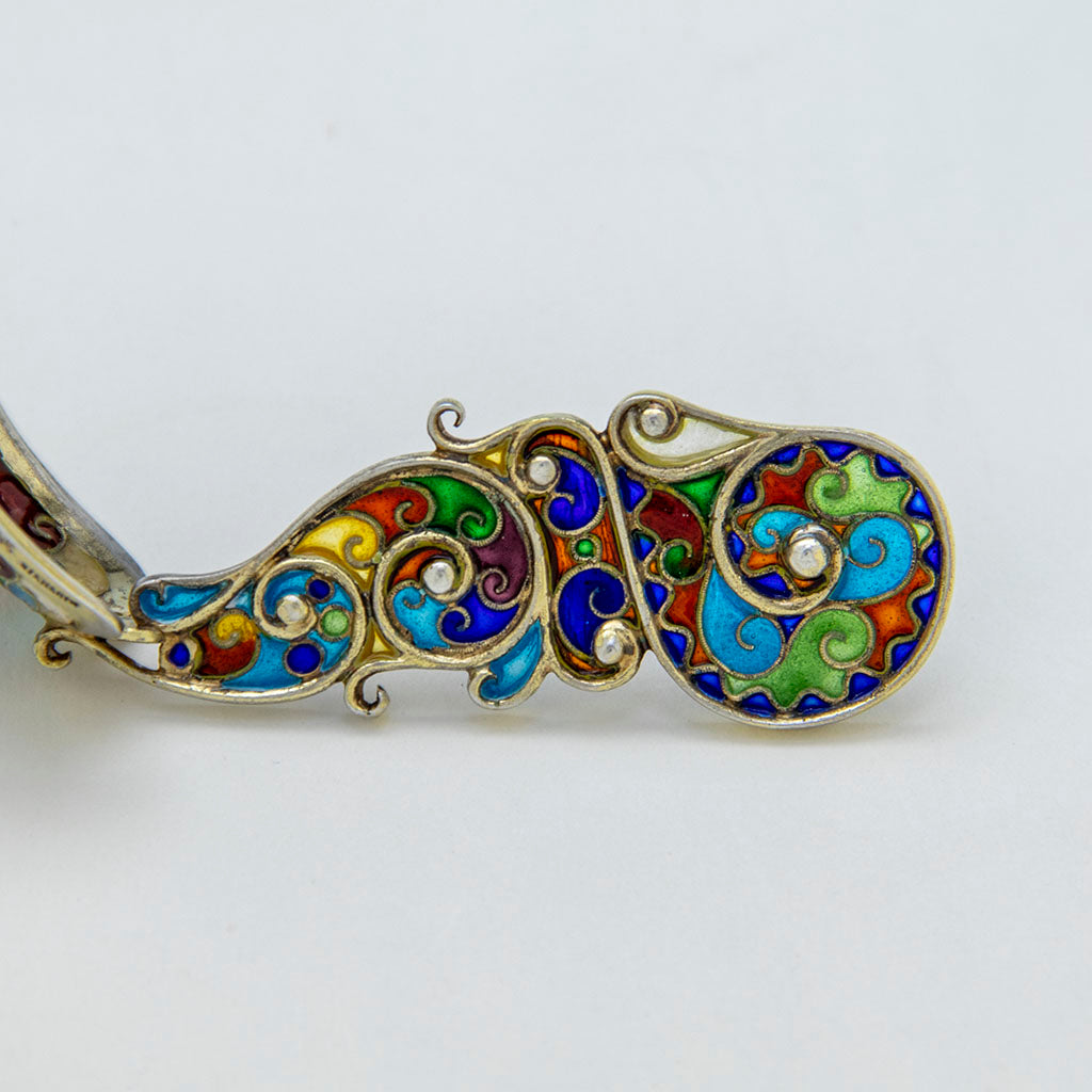Handle of Gorham Antique Sterling and &#39;Translucent&#39; Enamel Caddy Spoon, Providence, RI, 1894
