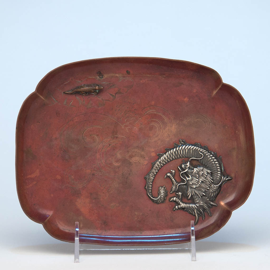 Gorham Antique Copper and Applied Silver Tray, Providence, RI, 1884