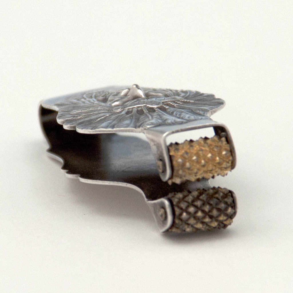 Rollers on Unger Brothers Antique Sterling Silver Native American Check Protector, Newark, NJ, c. 1904