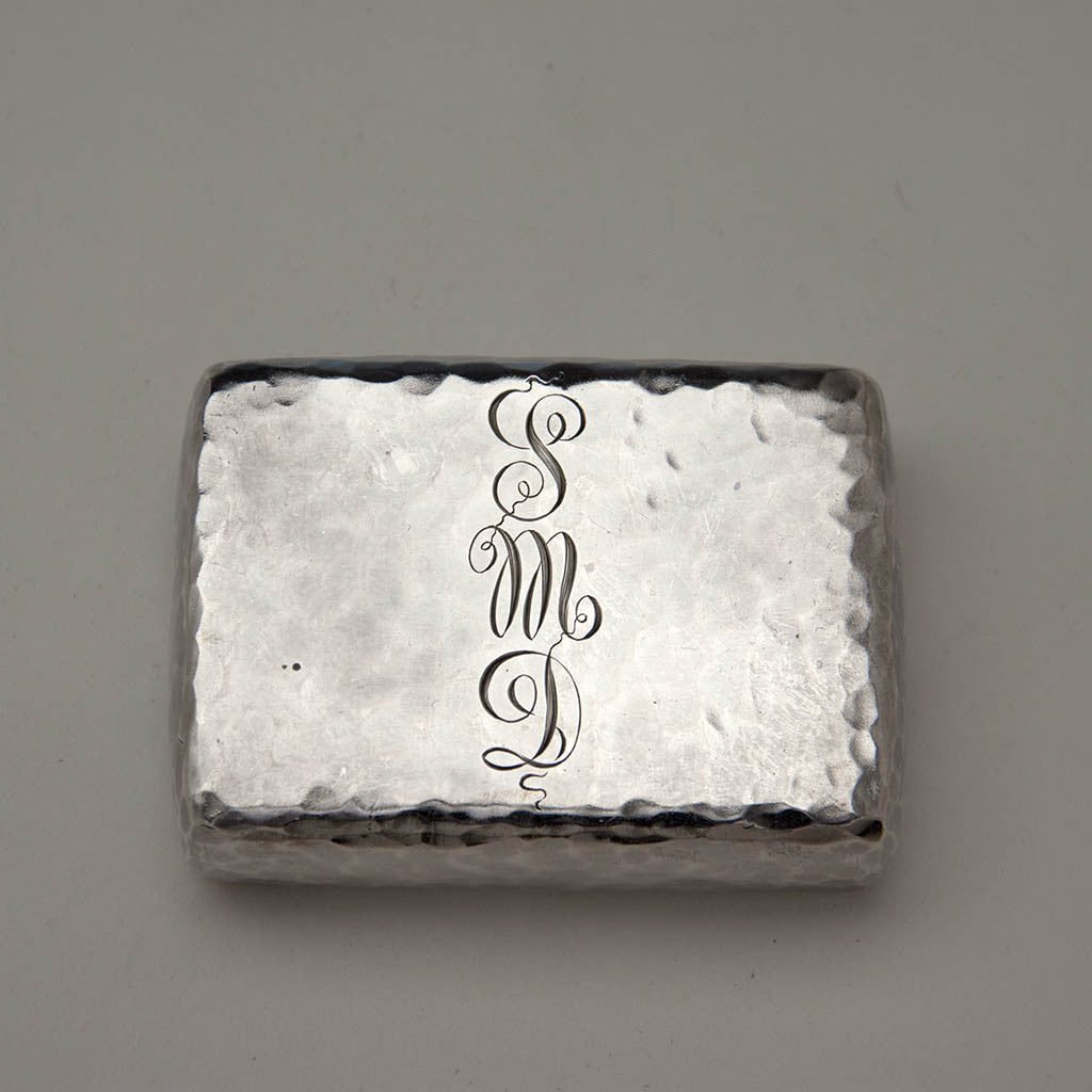 Monogram on Tiffany &amp; Co Antique Aesthetic Movement Parcel Gilt Sterling Silver Box with Frog, NEW YORK CITY, c. 1879