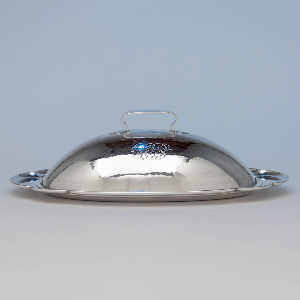The Kalo Shops Arts &amp; Crafts Sterling Silver Oval Covered Serving Dish, Chicago, IL, 1912-16