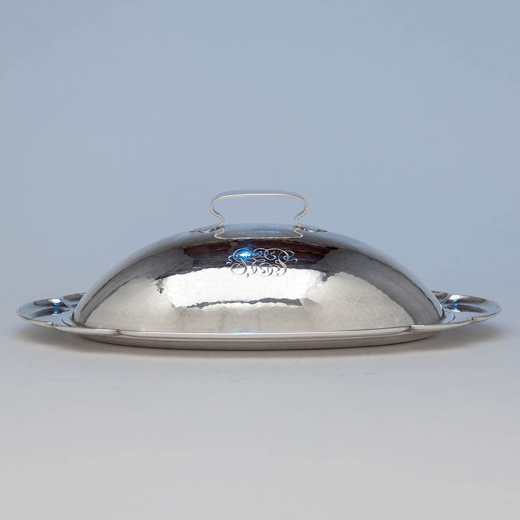 The Kalo Shops Arts & Crafts Sterling Silver Oval Covered Serving Dish, Chicago, IL, 1912-16
