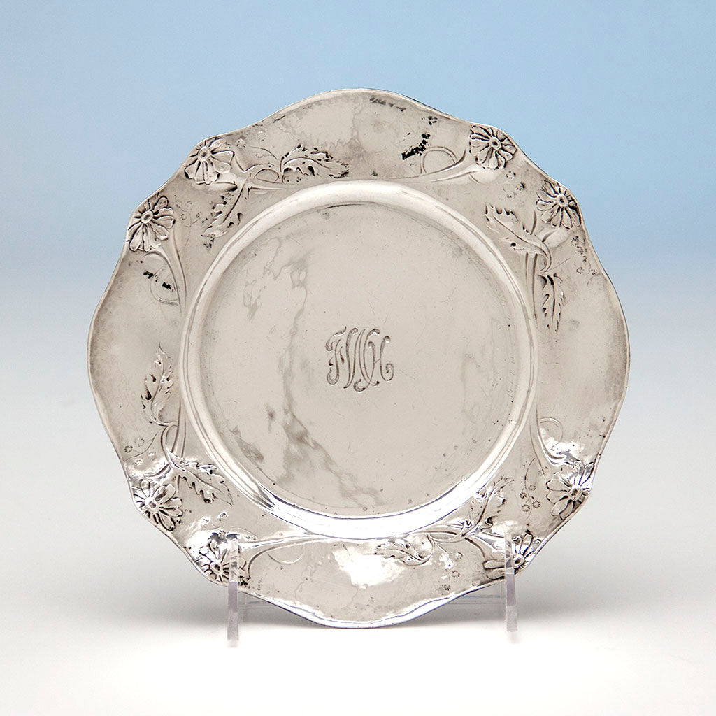 Plate of Gorham Martelé Antique Silver Child&#39;s Bowl and Plate, Providence, RI, 1907