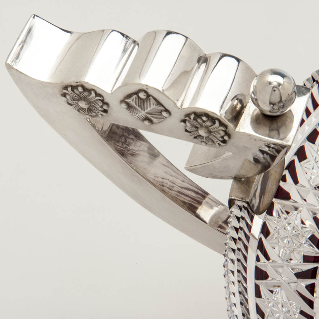 Handle to Latvian Rare Silver (.875) and Cut Glass Large Centerpiece Bowl, 1927-40