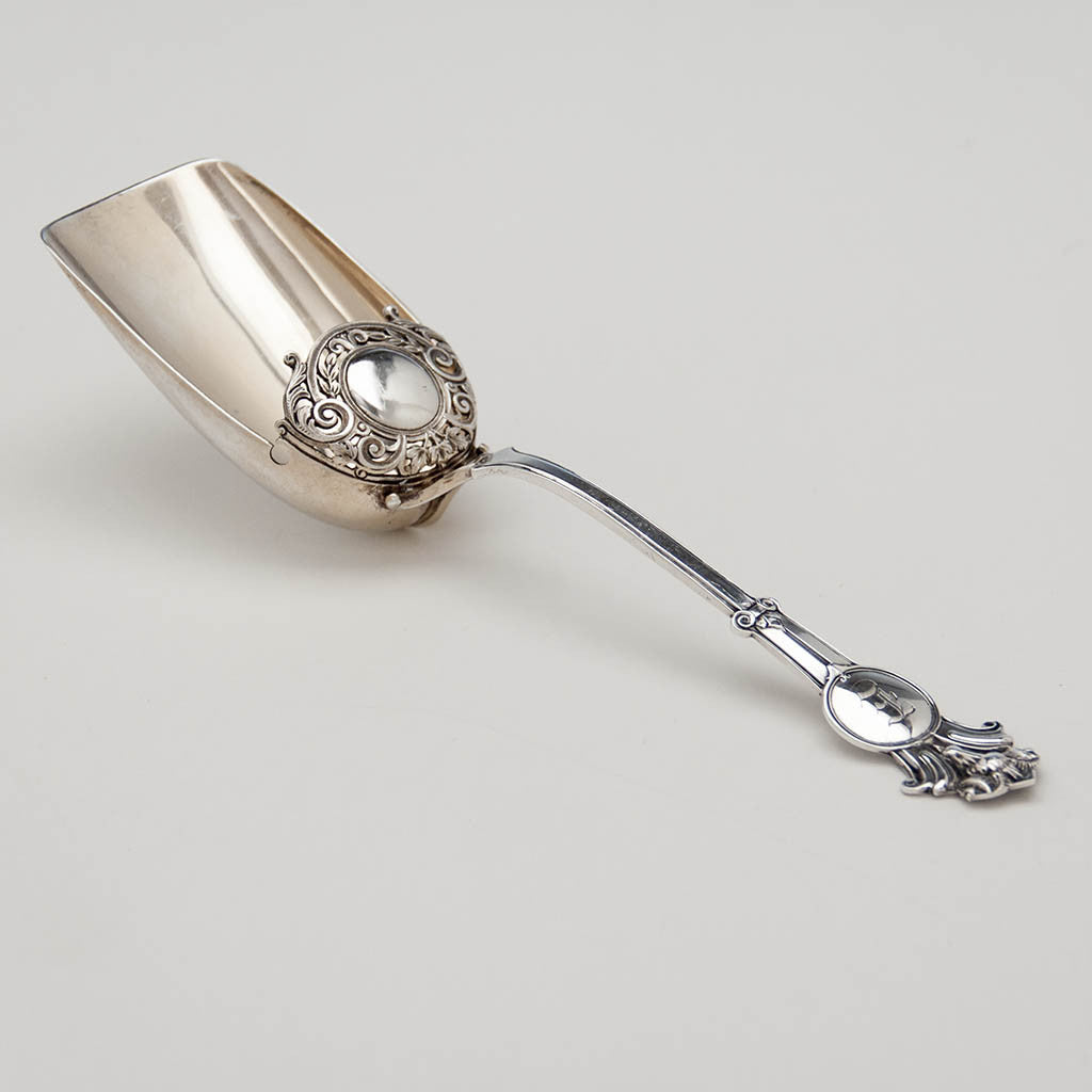 John Wendt 'Ram's Head' Antique Sterling Silver Nut Scoop, New York City, c. 1870