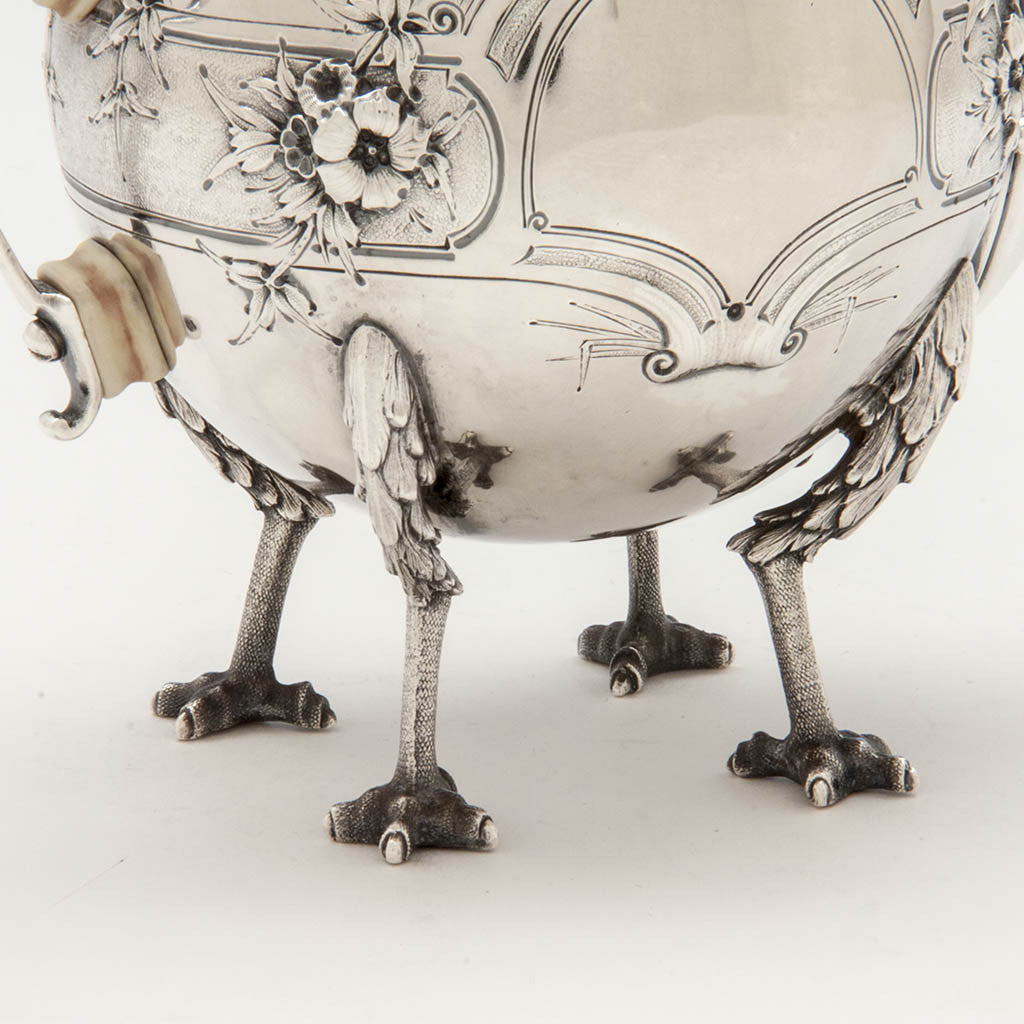 Feet to Gorham &#39;Chicken-leg&#39; or &#39;Mary Todd Lincoln&#39; Antique Coin Silver Teapot, Providence, RI, c. 1860