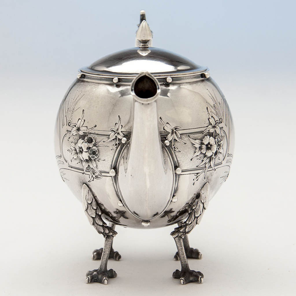 Spout to Gorham &#39;Chicken-leg&#39; or &#39;Mary Todd Lincoln&#39; Antique Coin Silver Teapot, Providence, RI, c. 1860