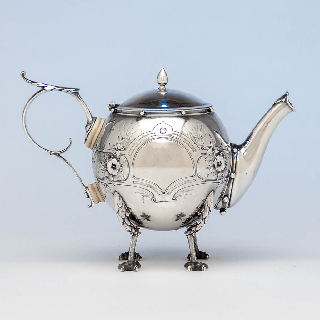 Gorham 'Chicken-leg' or 'Mary Todd Lincoln' Antique Coin Silver Teapot, Providence, RI, c. 1860