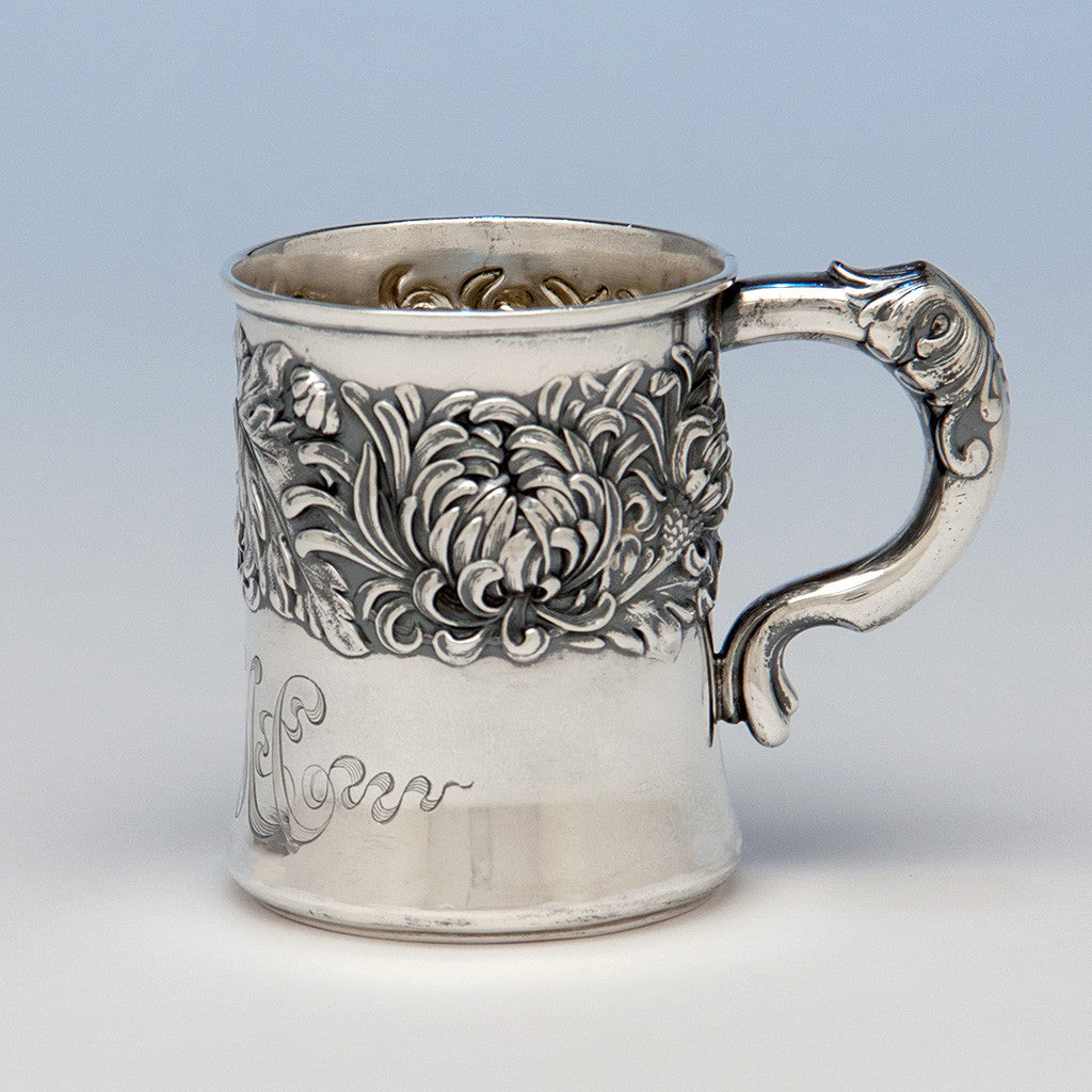 Shiebler &quot;Chrysanthemum&quot; Pattern Antique Sterling Silver Child&#39;s Cup, New York City, c. 1880&#39;s