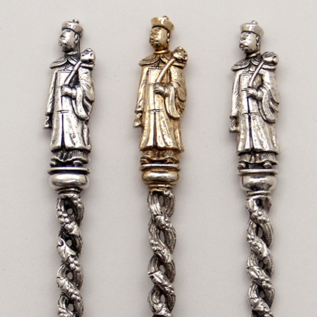 Front details of Hui Chinese Export Silver Figural Youth Set, Hong Kong, 2nd half 19th c.
