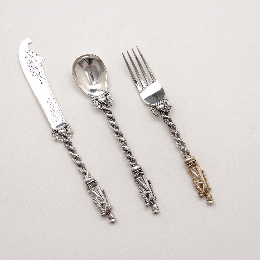 Hui Chinese Export Silver Figural Youth Set, Hong Kong, 2nd half 19th c.