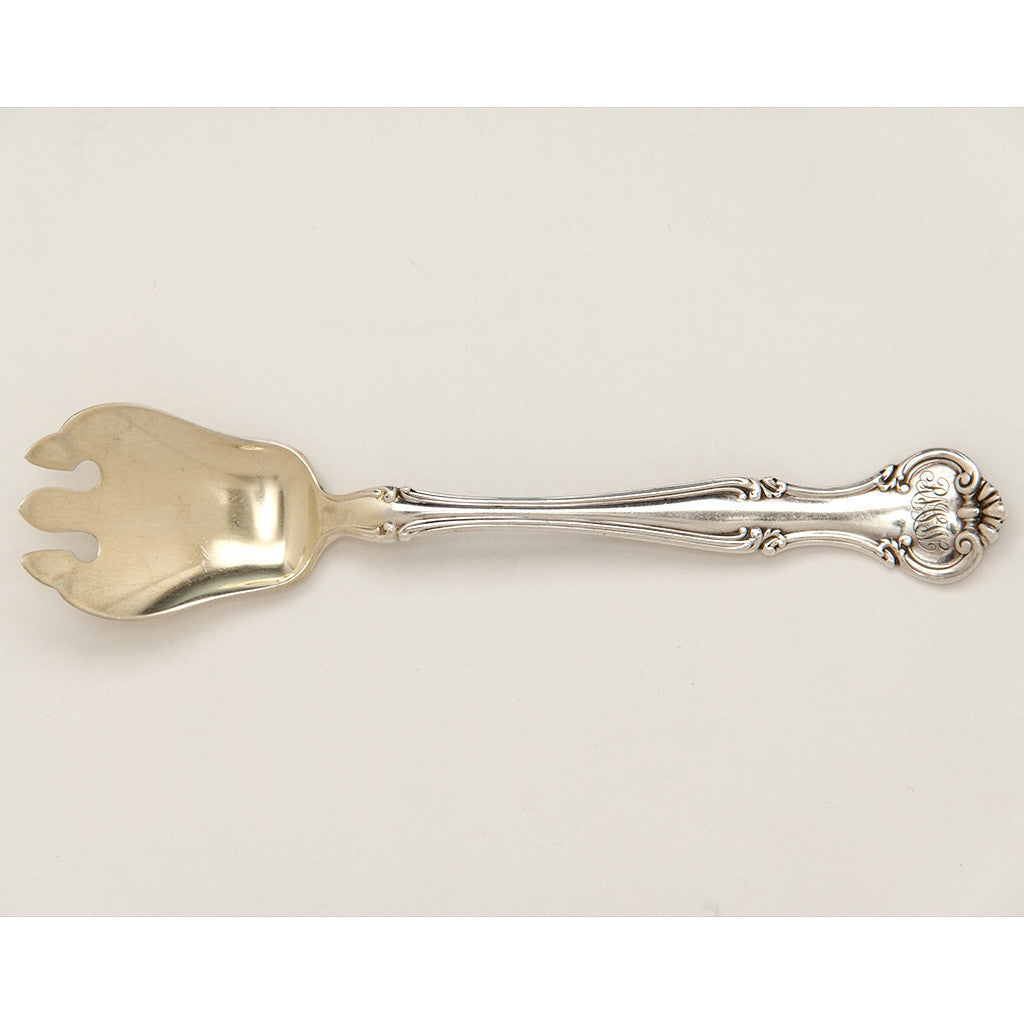 Detail of Gorham &#39;Cromwell&#39; Pattern Antique Sterling Silver Ice Cream/ Dessert Forks, Providence, RI, set of 12, c. 1900