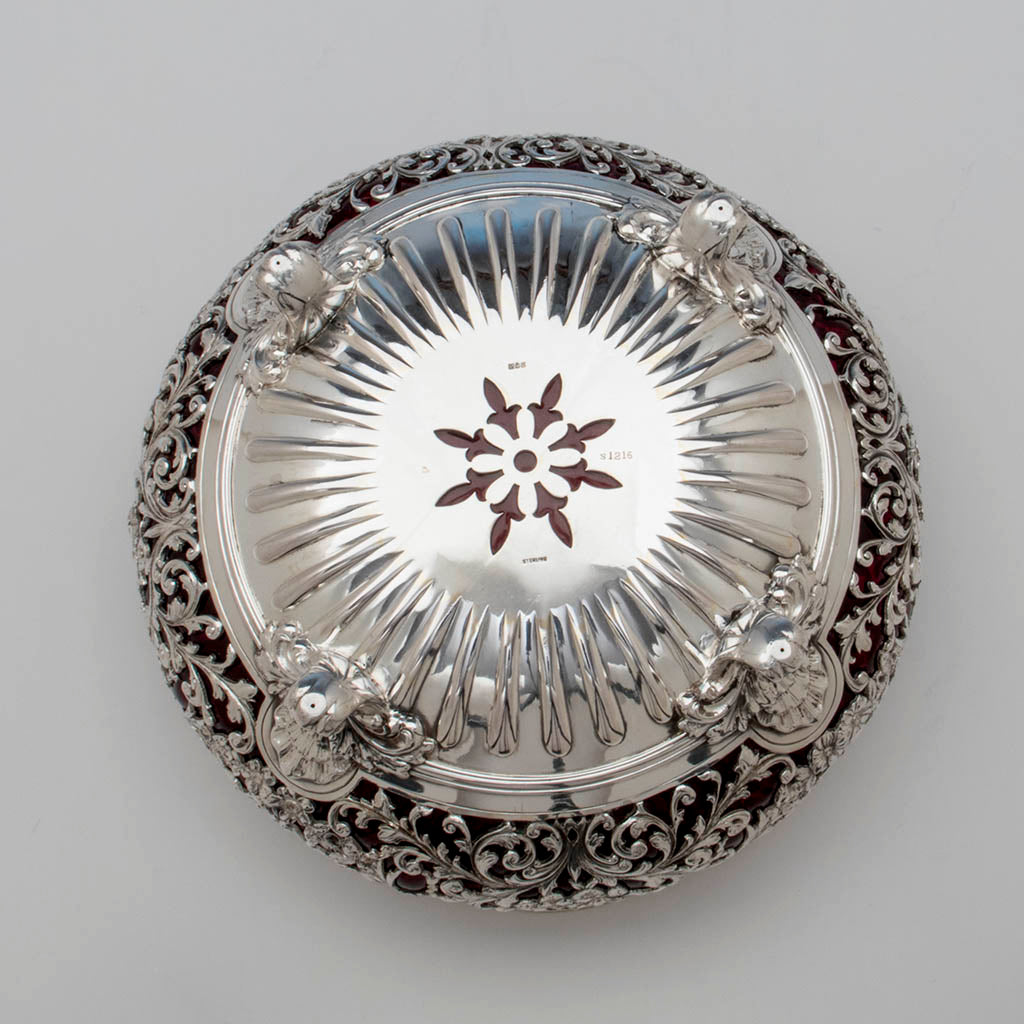 Gorham Rare Antique Sterling Silver and 'Blown-in' Glass