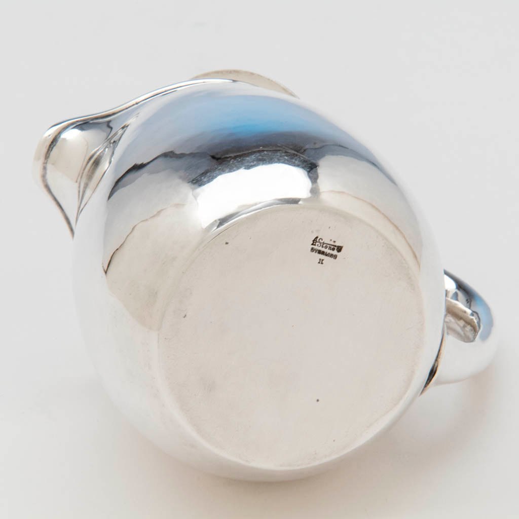 Marks on Arthur Stone Associates Arts &amp; Crafts Sterling Silver Syrup Jug, Gardner, MA, c. 1940