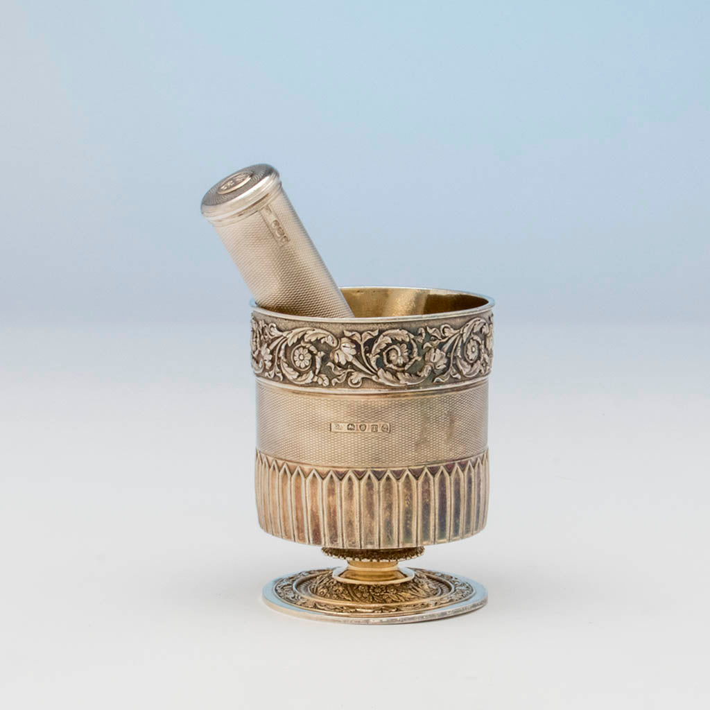 Marks on Edward Farrell Antique Sterling Shaving Beaker and Associated Brush, London, 1814/15
