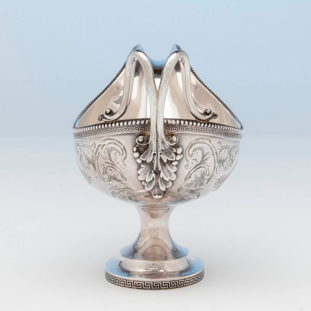 Handle to Eoff and Shepard Antique 950 Silver Gravy Boat, Boston, MA, c. 1860