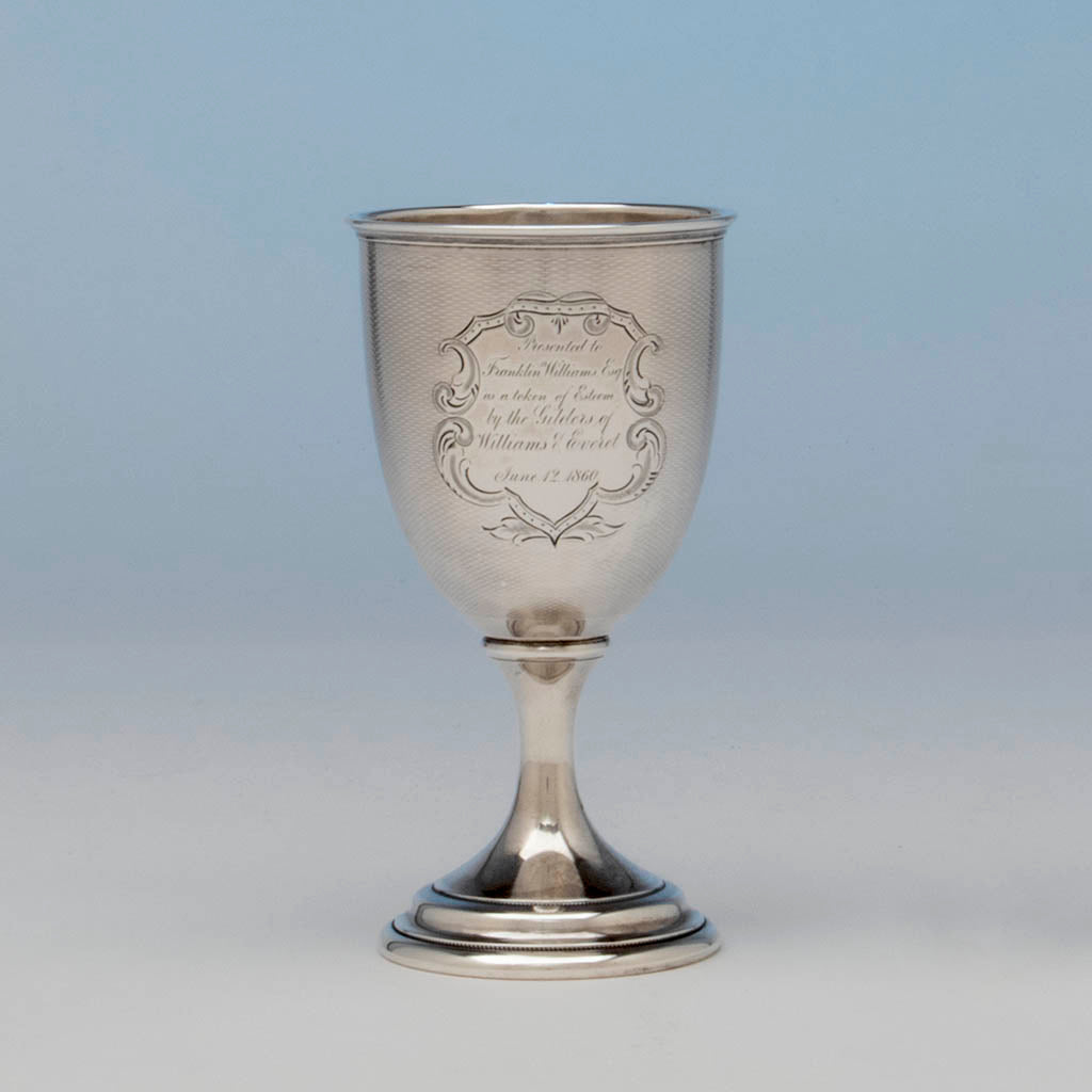 American Antique Coin Silver Presentation Goblet, c.1860