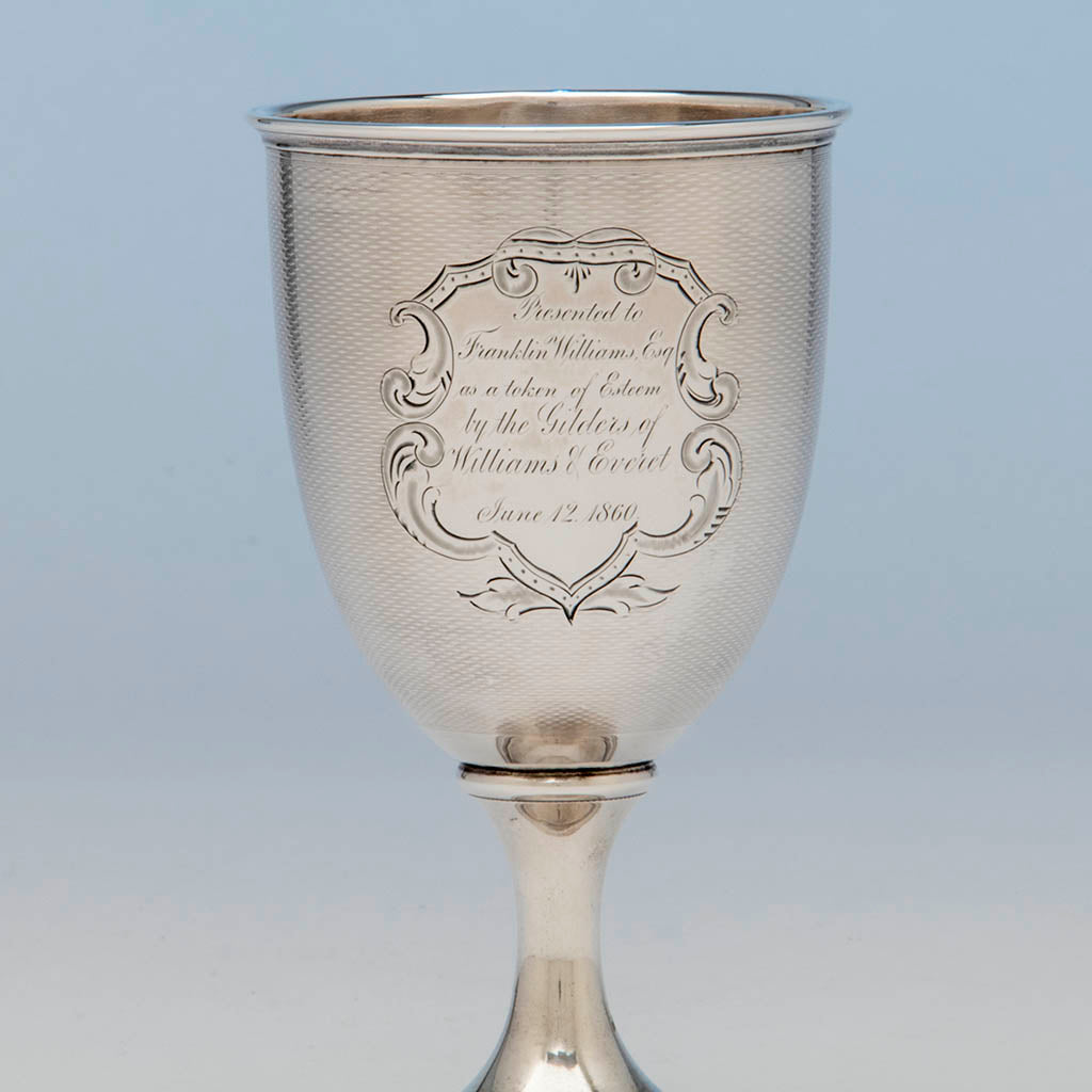 Inscription on American Antique Coin Silver Presentation Goblet, c.1860