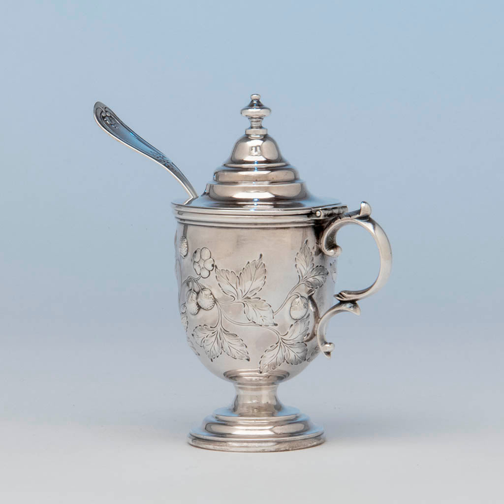 Vincent Laforme Antique Coin Silver Mustard Jar, Boston, MA, 1847-58