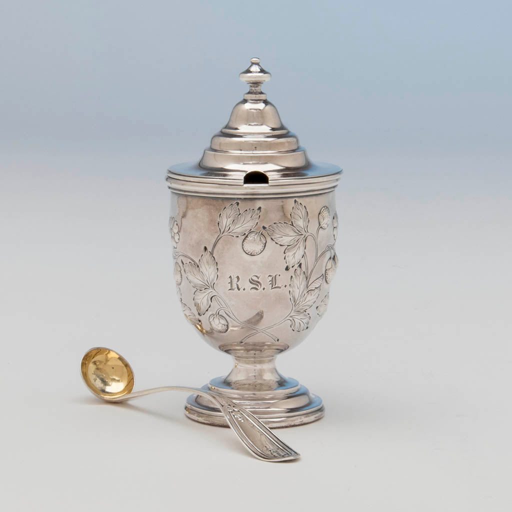 Vincent Laforme Antique Coin Silver Mustard Jar, Boston, MA, 1847-58