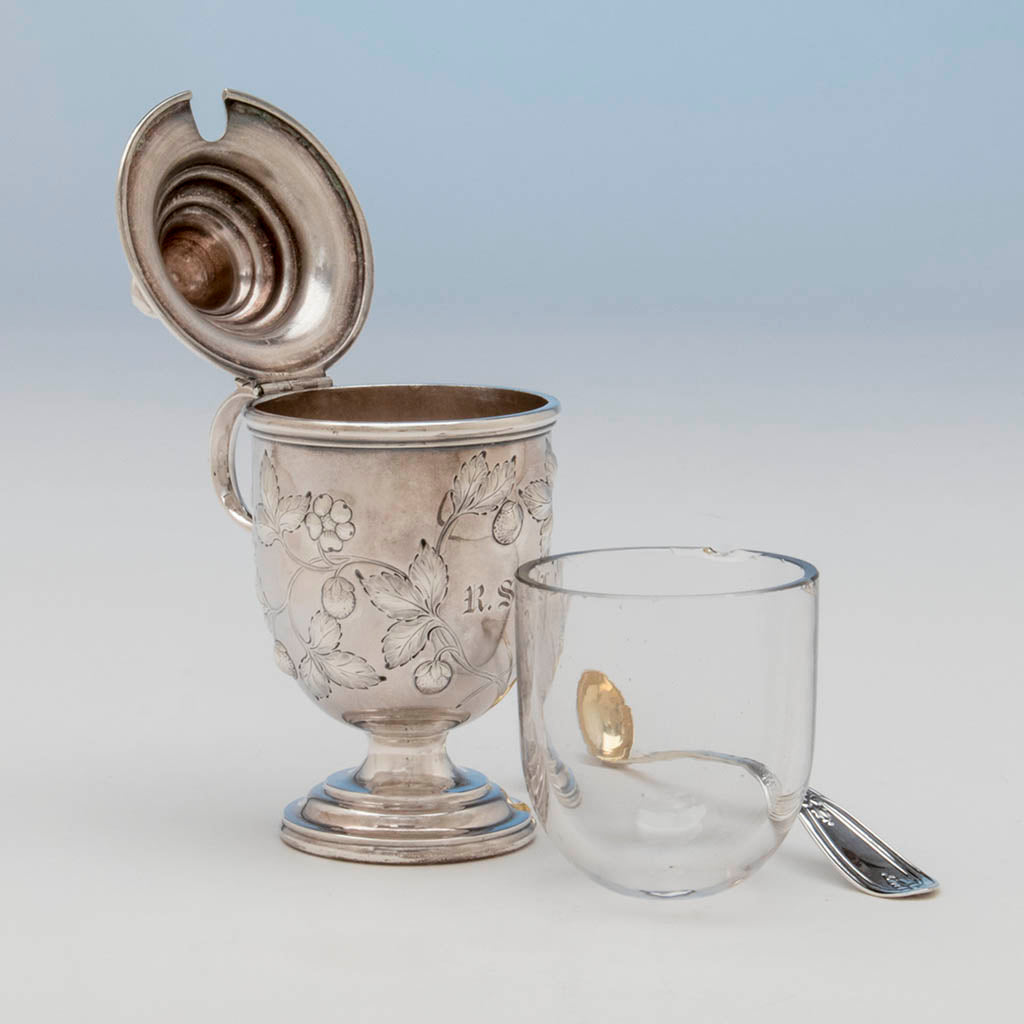 Vincent Laforme Antique Coin Silver Mustard Jar, Boston, MA, 1847-58