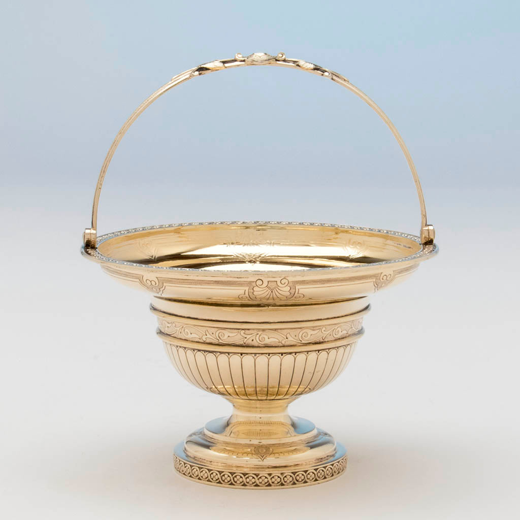 Single example of William Gale for Tiffany and Co Pair of Antique Sterling Sweetmeat Baskets, NYC, 1860-65