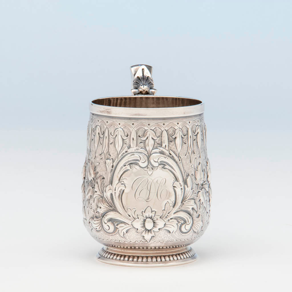 Monogram on Gorham Antique Coin Silver Child&#39;s Cup, Providence, RI, c. 1865
