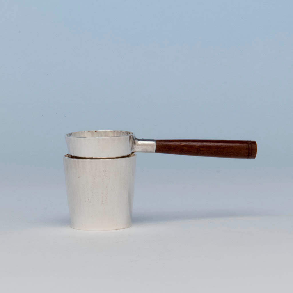Franklin Porter Sterling Silver Arts &amp; Crafts Tea Strainer and Stand, Danvers,  MA, 1925-35