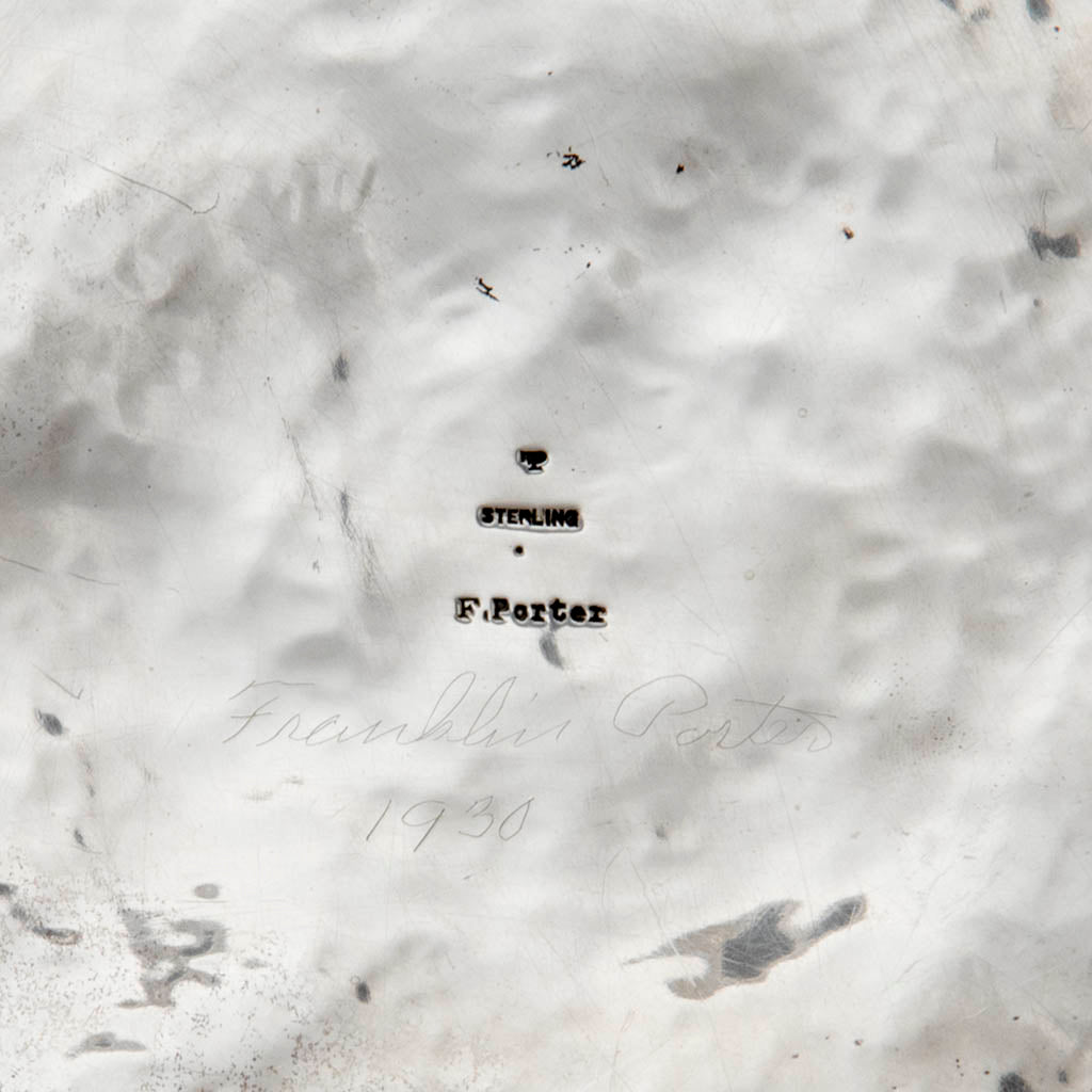 marks on Franklin Porter Signed &#39;Inca&#39; Pattern Sterling Silver Arts &amp; Crafts Large Platter, Danvers, MA, 1930