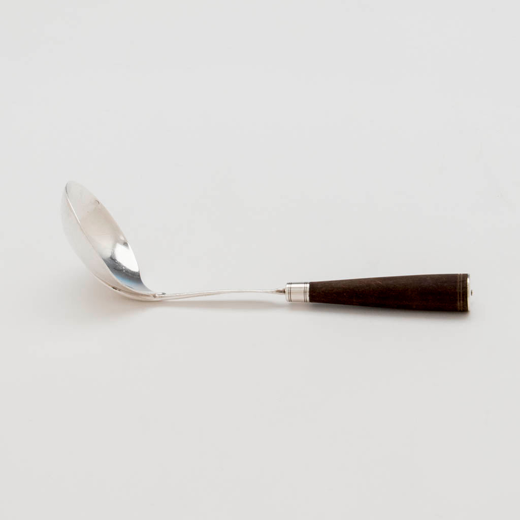 Side view of Franklin Porter Sterling Silver and Wood Arts &amp; Crafts Ladle, Danvers, MA, 1910-24