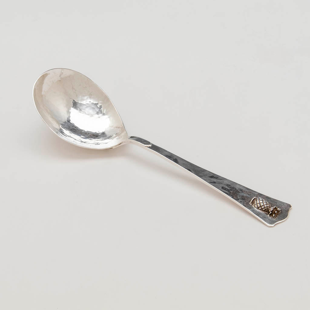 Franklin Porter &#39;Pineapple&#39; Sterling Silver Arts &amp; Crafts Serving Spoon, Danvers, MA, c. 1930