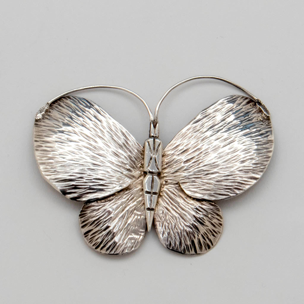 Detail of Franklin Porter Sterling Silver Arts &amp; Crafts Butterfly Brooch, Danvers, MA, c. 1930
