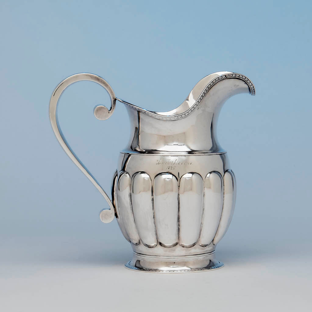 Stevens and Lakeman Antique Coin Silver Pitcher, Salem, MA, c. 1825